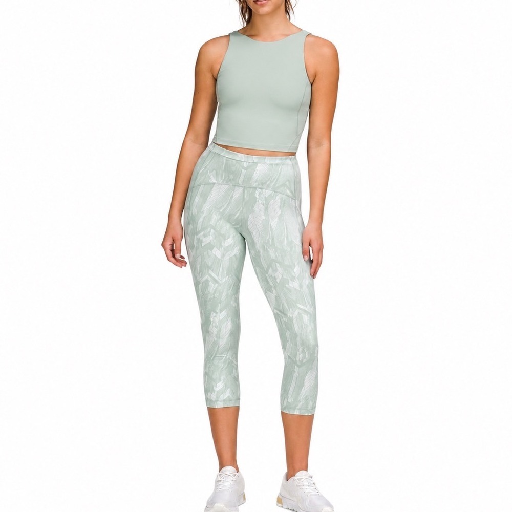 Lululemon Set Align High Neck Swift Speed High Rise Crop 21" Legging Silver Blue